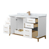 Custom image for White with Satin Bronze Trim / White Carrara Marble / No Mirror