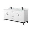 Custom image for White with Matte Black Trim / White Carrara Marble / No Mirror