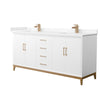 Custom image for White with Satin Bronze Trim / Carrara Cultured Marble / No Mirror