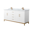 Custom image for White with Satin Bronze Trim / White Carrara Marble / No Mirror