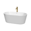 Custom image for White with Shiny White Trim and Brushed Gold Faucet / 60