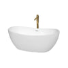 Custom image for White with Shiny White Trim and Brushed Gold Faucet / 60