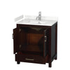 Custom image for Espresso with Brushed Chrome Trim / Carrara Cultured Marble, Rectangular Sink / No Mirror