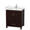 Custom image for Espresso with Brushed Chrome Trim / Carrara Cultured Marble, Rectangular Sink / No Mirror