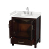 Custom image for Espresso with Brushed Chrome Trim / Carrara Cultured Marble, Rectangular Sink / No Mirror