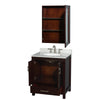 Custom image for Espresso with Brushed Chrome Trim / White Carrara Marble, Oval Sink / Medicine Cabinet