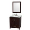 Custom image for Espresso with Brushed Chrome Trim / White Carrara Marble, Oval Sink / Medicine Cabinet