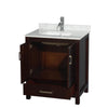 Custom image for Espresso with Brushed Chrome Trim / White Carrara Marble, Rectangular Sink / No Mirror