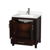 Custom image for Espresso with Brushed Chrome Trim / Giotto Quartz, Rectangular Sink / No Mirror