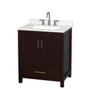Custom image for Espresso with Brushed Chrome Trim / Giotto Quartz, Rectangular Sink / No Mirror