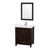 Custom image for Espresso with Brushed Chrome Trim / White Cultured Marble, Rectangular Sink / 24
