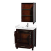Custom image for Espresso with Brushed Chrome Trim / White Cultured Marble, Rectangular Sink / Medicine Cabinet