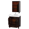 Custom image for Espresso with Brushed Chrome Trim / White Cultured Marble, Rectangular Sink / Medicine Cabinet
