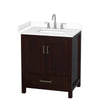 Custom image for Espresso with Brushed Chrome Trim / White Cultured Marble, Rectangular Sink / No Mirror