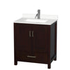 Custom image for Espresso with Brushed Chrome Trim / White Quartz, Rectangular Sink / No Mirror