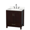 Custom image for Espresso with Brushed Chrome Trim / White Quartz, Rectangular Sink / No Mirror