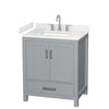 Custom image for Gray with Brushed Chrome Trim / Carrara Cultured Marble, Rectangular Sink / No Mirror