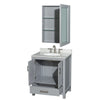 Custom image for Gray with Brushed Chrome Trim / White Carrara Marble, Oval Sink / Medicine Cabinet