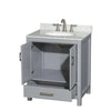 Custom image for Gray with Brushed Chrome Trim / White Carrara Marble, Oval Sink / No Mirror