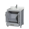 Custom image for Gray with Brushed Chrome Trim / White Carrara Marble, Rectangular Sink / No Mirror