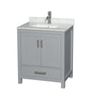 Custom image for Gray with Brushed Chrome Trim / White Carrara Marble, Rectangular Sink / No Mirror