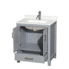 Custom image for Gray with Brushed Chrome Trim / Giotto Quartz, Rectangular Sink / No Mirror