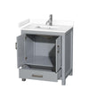 Custom image for Gray with Brushed Chrome Trim / White Cultured Marble, Rectangular Sink / No Mirror