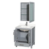 Custom image for Gray with Brushed Chrome Trim / White Quartz, Rectangular Sink / Medicine Cabinet
