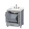 Custom image for Gray with Brushed Chrome Trim / White Quartz, Rectangular Sink / No Mirror