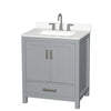 Custom image for Gray with Brushed Chrome Trim / White Quartz, Rectangular Sink / No Mirror