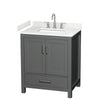 Custom image for Dark Gray with Brushed Chrome Trim / Carrara Cultured Marble, Rectangular Sink / No Mirror