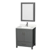 Custom image for Dark Gray with Brushed Chrome Trim / Giotto Quartz, Rectangular Sink / Medicine Cabinet