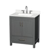 Custom image for Dark Gray with Brushed Chrome Trim / Giotto Quartz, Rectangular Sink / No Mirror