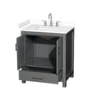 Custom image for Dark Gray with Brushed Chrome Trim / White Cultured Marble, Rectangular Sink / No Mirror