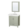 Custom image for Light Green with Brushed Nickel Trim / Carrara Cultured Marble, Rectangular Sink / Medicine Cabinet