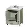 Custom image for Light Green with Brushed Nickel Trim / White Carrara Marble, Oval Sink / No Mirror