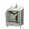 Custom image for Light Green with Brushed Nickel Trim / White Carrara Marble, Rectangular Sink / No Mirror