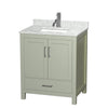 Custom image for Light Green with Brushed Nickel Trim / White Carrara Marble, Rectangular Sink / No Mirror