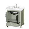 Custom image for Light Green with Brushed Nickel Trim / White Cultured Marble, Rectangular Sink / No Mirror