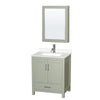 Custom image for Light Green with Brushed Nickel Trim / White Quartz, Rectangular Sink / Medicine Cabinet