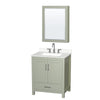 Custom image for Light Green with Brushed Nickel Trim / White Quartz, Rectangular Sink / Medicine Cabinet