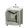 Custom image for Light Green with Brushed Nickel Trim / White Quartz, Rectangular Sink / No Mirror