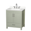 Custom image for Light Green with Brushed Nickel Trim / White Quartz, Rectangular Sink / No Mirror