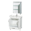 Custom image for White with Brushed Chrome Trim / Carrara Cultured Marble, Rectangular Sink / Medicine Cabinet