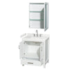 Custom image for White with Brushed Chrome Trim / Carrara Cultured Marble, Rectangular Sink / Medicine Cabinet