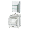 Custom image for White with Brushed Chrome Trim / White Carrara Marble, Oval Sink / Medicine Cabinet