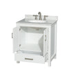 Custom image for White with Brushed Chrome Trim / White Carrara Marble, Oval Sink / No Mirror