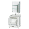 Custom image for White with Brushed Chrome Trim / White Carrara Marble, Rectangular Sink / Medicine Cabinet