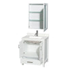 Custom image for White with Brushed Chrome Trim / Giotto Quartz, Rectangular Sink / Medicine Cabinet