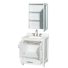 Custom image for White with Brushed Chrome Trim / Giotto Quartz, Rectangular Sink / Medicine Cabinet